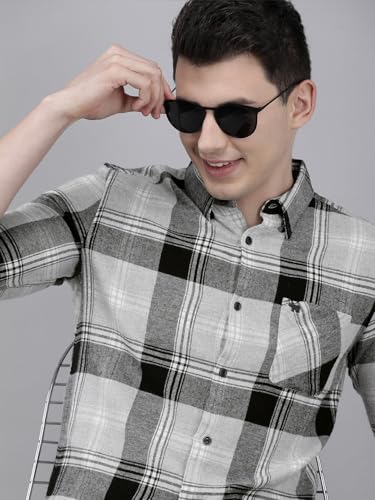 Image of Men Slim Button-Down Flannel Shirt