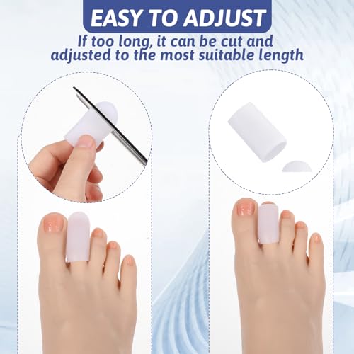 Image of 12 Pcs Silicone Toe Protectors Fittable Gel Toe Cap Breathable Toe Cover Sleeves Toe Cushions for Women Men Protect Toe from Rubbing Missing or Ingrown Toenails Corns Calluses Blisters