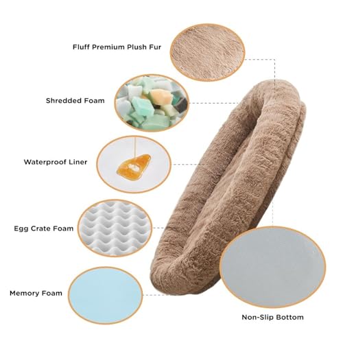 Rcniso Plüsch-Sitzsack-Hundebett, Extra Großes, Ergonomisches, Rutschfestes, Kaffeefarbenes, Riesiges Menschliches Hundebett für zu Hause (175 * 90 * 30CM)-2