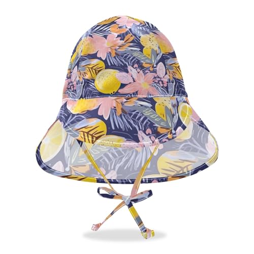 J JOYSAY Colorful Lemon Leaves Baby Sun Hat Toddler Hat UPF 50+ Sun Hats Cap Outdoor Toddler Swim Beach Pool Hat Kids with Chin Strap for Toddler Beach