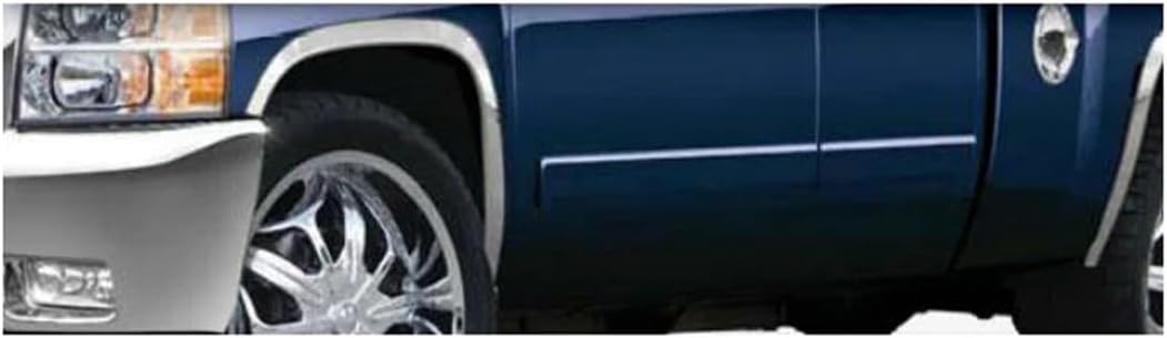 QAA Is Compatible With 2007-2013 Chevrolet Silverado 4 Piece Molded Stainless Steel Wheel Well Fender Trim Molding, 1.75" Width WZ47181