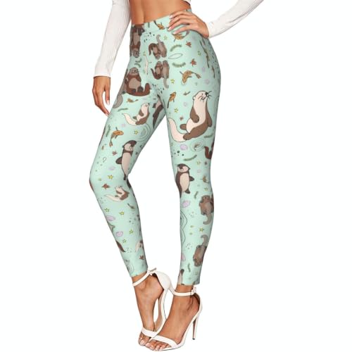 Leggings de compresión suaves para mujer con estampado de nutrias deportivos