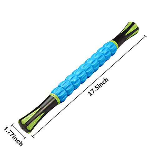 Reehut Muscle Roller Massage Stick Tool For Athletes, 18 Inches Muscle Roller For Relieving Muscle Soreness, Soothing Cramps, Massage, Physical Therapy & Body Recovery Blue #TOP2