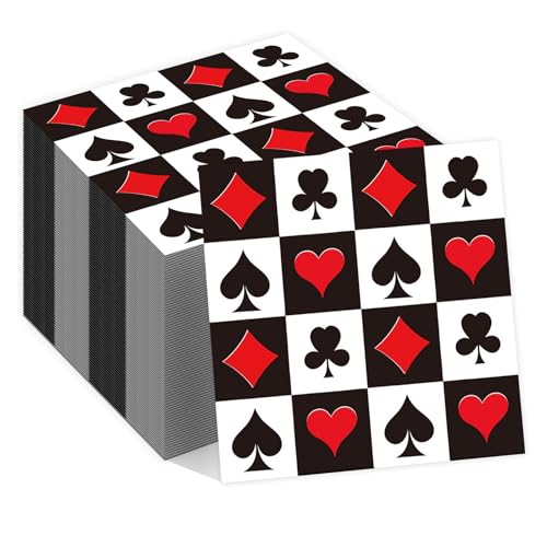 Tourima Casino Royale Servietten 20PCS Casino Party & Las Vegas Deko für Pokerkoffer Roulette Spiel Casino Set Poker Deko Spielkarten Poker Tisch Zubehör & Poker Chips Set Party Spiele
