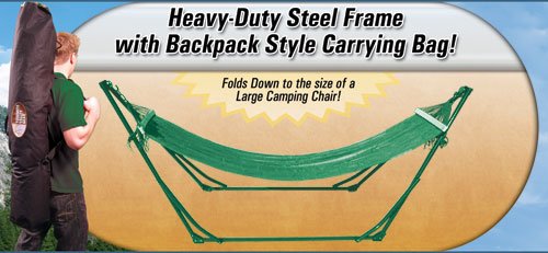 High-Grade Foldable Hammock (Green) Folding Hammock With Carrying Bag #TOP1