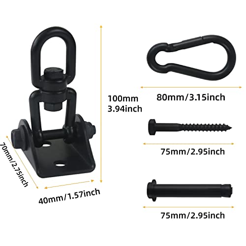 HOMPER Heavy Duty Swing Hangers 450KG Capacity SUS304 Stainless Steel 360° Rotate Hanging Kit Suspension Hooks with Bolt for Concrete Wooden Sets Yoga Hammock Chair Sandbag Sets - Image 3
