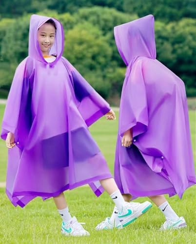 Image of Rain Poncho for Kids(2 Pack) Waterproof Reusable EVA Raincoat One Size Rain Jackets for Children,Boys and Girls