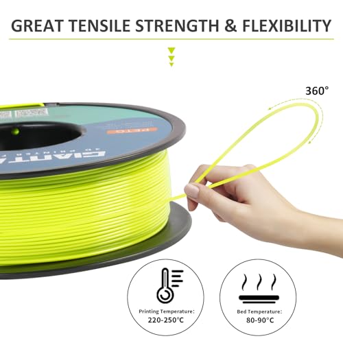 Image of GIANTARM PETG Filament 1.75, 3D Printer Filament PETG 1kg(2.2lb), Toughness Enhanced, Dimensional Accuracy + /-0.02mm, Vacuum Package (Apple Green)