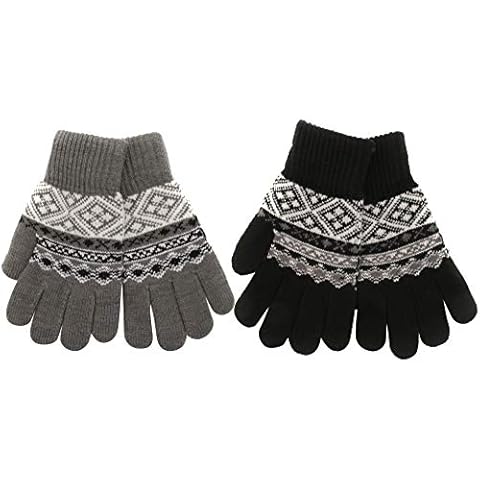 Atano Mens Fairisle Pattern Knitted Gloves 2 Pack Multi Cover
