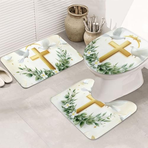 Alfombrilla de baño con estampado de palomas juego de 3 alfombras antideslizantes 2