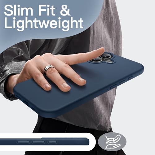 Image of JETech Liquid Silicone Case for iPhone 17 6.3-Inch, Silky Soft Touch Full-Body Protection, Anti-Scratch Shockproof Phone Cover with Microfiber Lining (Navy Blue)