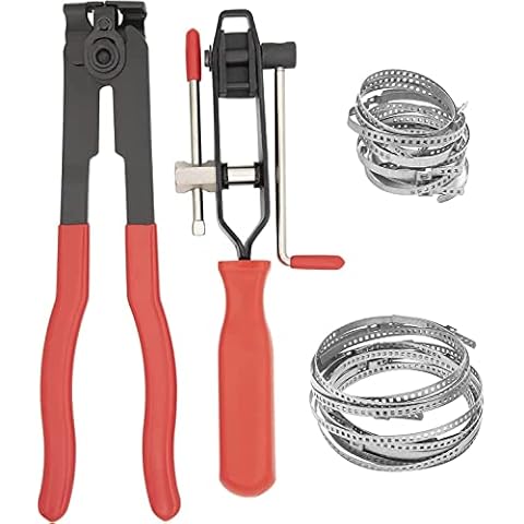 Clamp Pliers with CV Boot Clamps Kit, Ear Boot Tie Pliers,Stainless Steel Universal Adjustable AXLE CV Joint Boot Crimp Clamp Kit,Hose Axle Plier CV Clamp Tool CV Joint Banding Tools Cover