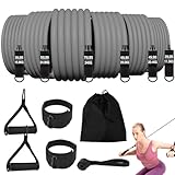 Elasticas Musculacion, Clase 6 Resistance Bands, 300LBS Bandas De Resistencia (25/35/45/55/65/75LBS), con Mango, Correa De Tobillo Y Ancla De Puerta para Gimnasios Familiares De Oficina Y Exteriores