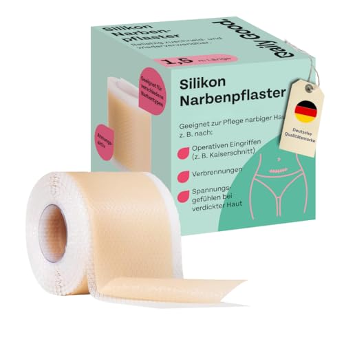 Daily Good Silikon Narbenpflaster - 4cm x1.5m - Premium Qualität zur Pflege – Kaiserschnitt, OP, Gesicht und Körper Silikonpflaster - Alternative zu Narbensalbe (1er Pack)