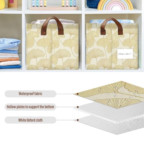 Panier de rangement de cuisine motif ginkgo FRODOTGV taille M pour étagère - 7