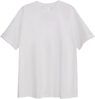 FENGJIAREN Solid Loose Fit T-Shirt - White Short Sleeve Crew Neck Sport Tees Cotton Super Soft Men'S, Fast-Drying Undershirts Gym Running Workout, Custom Graphics Available