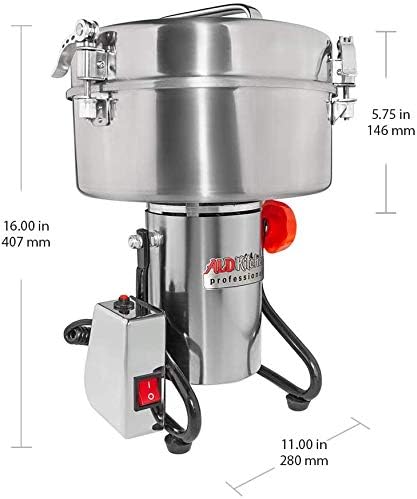 ALDKitchen Professional Grain Mill Grinder | High-Speed Powder Machine | Swing Type Pulverizer 3000 Gr | 110V