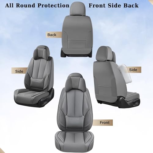 Image of Coverado Universal Seat Covers Front, 2-Pack Waterproof Seat Covers for Cars, Universal Nappa Leather Car Seat Covers with Head Pillow, Auto Protectors Fit for Most Sedans SUV Pick-up Truck-Gray