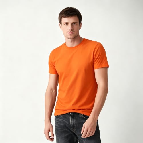 Image of ORJ 2 Pack Men t Shirts Crew Neck Short Sleeve Men's Undershirt Plain Polyester tee Bulk Stretch Soft Tees