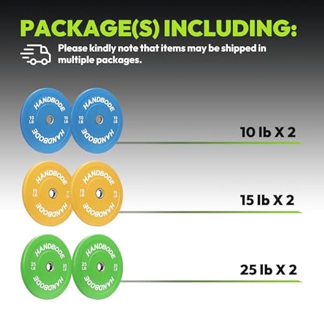 Colored Bumper Weight Plates Olympic Weight Plate Set 2-Inch, 10/15/20/25/35/45/55 lb Barbell Weight Plates Set for Home Gym, Rubber Strength Training Weights Plates for Weight Lifting