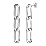 Chain Earrings for Women Solid Silver Dangling Cuban Chains Drop Ear Charms for Teen Girls