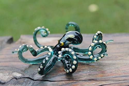 Miniatura 3 de Figura de pulpo de vidrio soplado a mano, escultura marina artística hecha a mano, mini criatura marina coleccionable, regalo para los amantes del