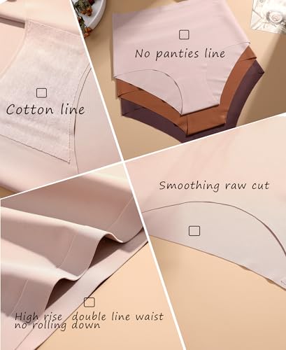 FINETOO Womens Underwear Seamless High Waisted Underwear for Women Silky No Show Briefs Breathable Panties for Ladies