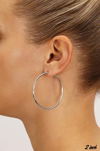 Image of 14k White Gold Classic Round Hoop Earrings