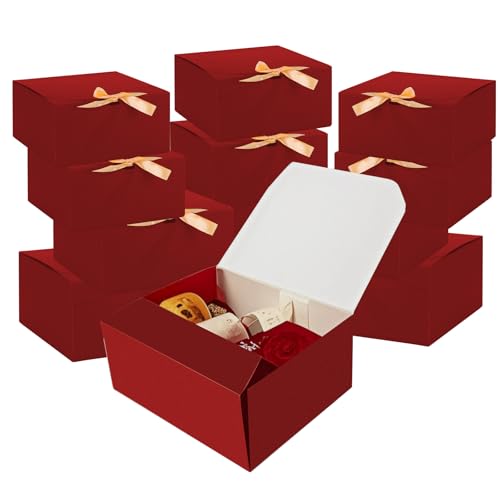12 Pack Red Gift Boxes with Lids,with lids bulk, Bridesmaid Proposal Box with Ribbon, Gift Boxes for Wedding, Christmas, Valentine's Day,Birthday,Baby Shower and the other Parties. (10''x 8'' x 4''）