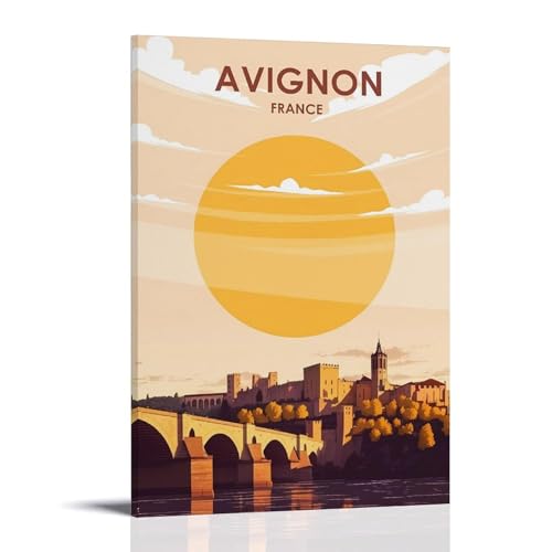 Poster Avignon voyage vintage ouweri toile 40x60cm pour salon