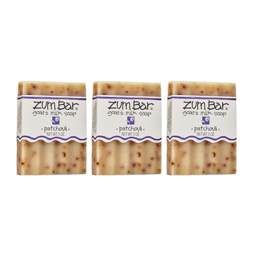 Zum Indigo Wild Goat's Milk Soap Bar - Bar Soap for Hands & Body Made with Essential Oils - 3 oz - Patchouli (3 Pack)