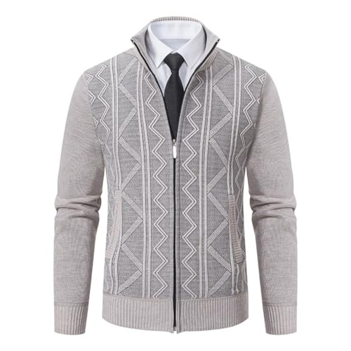 Men's Stand Collar Knitted Zipper Cardigan Sweater Solid Color Slim Knitted Sweaters2