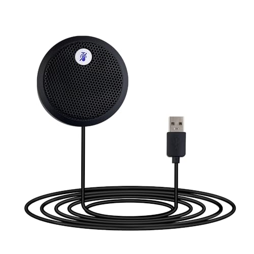 Fyvadio USB-Computer-Mikrofon, Konferenz-USB-Mikrofon, Stummschalter mit LED-Anzeige, Omnidirektionales PC Kondensatormikrofon für Videokonferenzen, Plug&Play für PC, Laptop, Mac (kein Lautsprecher)