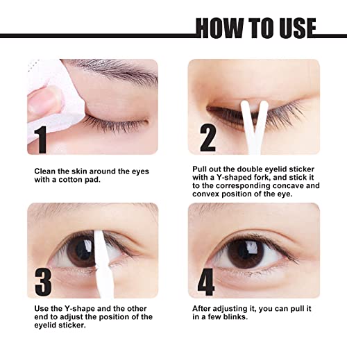 Eyelid Tape, Double Eyelid Stickers, Instant Invisible Double Eyelid Tapes, Droopy Eyelid Lifter Strips with Styling Glue, Big Eye Tools with Fork Rods & Tweezers - Thumbnail 5