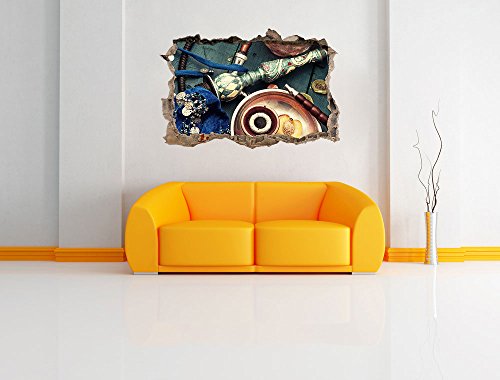 Pixxprint 3D_WD_S2155_92x62 edle Shisha mit Aprikose Wanddurchbruch 3D Wandtattoo, Vinyl, bunt, 92 x 62 x 0,02 cm – Bild 3