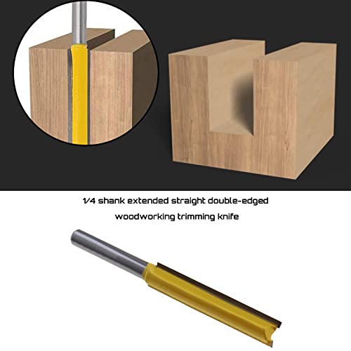 Sing F Ltd BO|049,BO-EMM049 2Pcs 1/4'' Shank Extra Long Straight Router Bits Double Flute Straight Grooving Bits Trimming Cutter Woodworking Milling Tools thumb #1