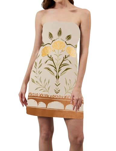 Image of Women Strapless Mini Tube Shell Dress Sexy Bodycon Spaghetti Strap Mini Dresses Going Out Short Party Club Dress
