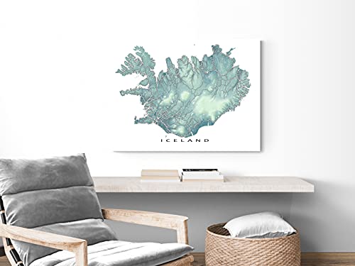 Iceland Map Art Print 8X10, Iceland Poster 24X36, Reykjavik, Handmade Topographic Iceland Wall Art Prints Travel Gifts By Maps As Art #TOP2