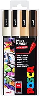 Posca PC-3M Paint Marker Art Pens - 0.9-1.3mm  Warm Neutral Tones Set of 4 Pens in Wallet