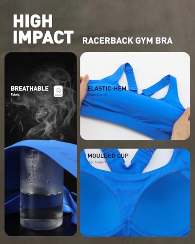 Image of RUNNING GIRL Sports Bras for Women High Support, Adjustable Straps High Impact Racerback Bra with Hook Closure Molded Cup
