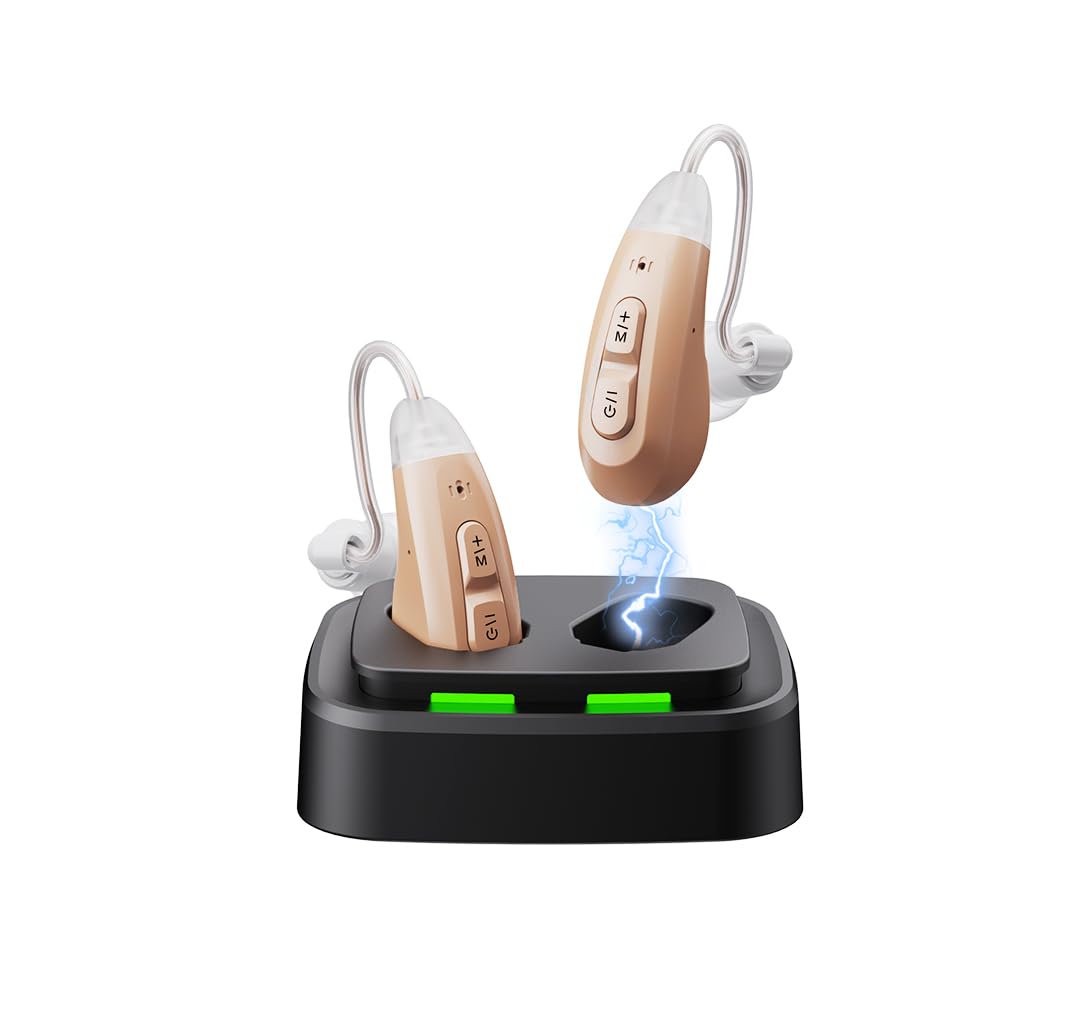 JINGHAO Amplificatore audio ricaricabile - Coppia di amplificatori sonori personali per contorni auricolari
