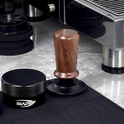IKAPE 58.35mm Espresso Tamper, Spring-loaded Calibrated Tamper with Walnut Handle, Titanium Ripple Plating Base, Fits for Over 58mm Espresso Machine Bottomless Portafilter by IKAPE - Image 6