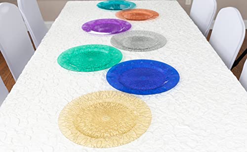 Party Bargains 13-Inch Charger Plates - 96 Pack, Raindrop Transparent Silver, Heavy-Duty Disposable Chargers For Elegant Dining - Ideal For Weddings And Formal Events #TOP5