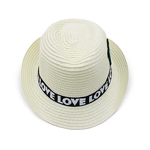 Image of VRITRAZ Kids Straw Hat for Baby Boys & Girls | Printed Summer Sun Hat, Woven Wide Brim Beach Cap, Lightweight Breathable Holiday Travel Picnic Outdoor Fancy Dress Fashion Hat for Children & Toddler
