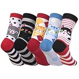 [AGRIMONY] かわいい猫犬柄ソックス(5足セット) 面白い靴下レディース＆ティーンガール向け 柔らかいコットン素材 おしゃれで快適 誕生日、クリスマス贈り物ギフトおもしろ に最適 女性、母、彼女へのユニークなプレゼント 人気