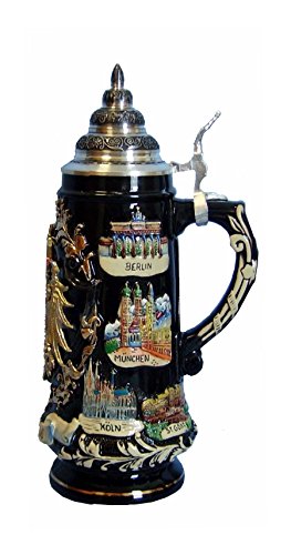 Chope de bière allemande d'exception KING aigle d'or en grès