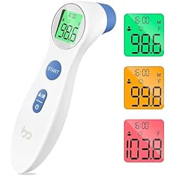 Forehead Thermometer for Adults and Kids, Digital Touchless Thermometer for Baby, Infants and Toddlers, 3 Color Fever Alarm, 1s Fast Accurate Reading, Non Contact