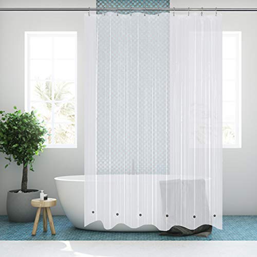 Image of Mrs Awesome 60x72 Shower Curtain Liner with 6 Magnets Clear PEVA, 10 Hole Thick Plastic Shower Curtain for Bathroom, Waterproof, 60 x 72 inches, Clear