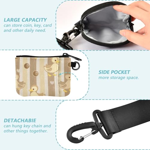 Tan Playful Cute Animal Duck Brown Dual Wristlet Wallets for Women Small Detachable Business Card Case Money Organizer with Zipper Coin Pocket for Work Travel 2 Packs3