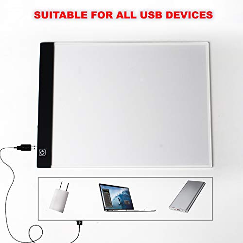 Picture/Perfect Light Box For Tracing - Ultra Thin Portable Led Light Pad, 3 Level Brightness Advanced Filter To Prevent Eye Fatigue, Includes Tracing Paper And Clamp, A4 9X13 Inch #TOP7